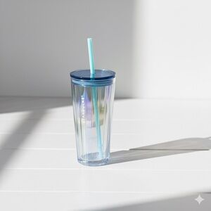 NWT Starbucks 2020 Winter Glass Tumbler Iridescent Luster Twisted Cold Cup 18oz